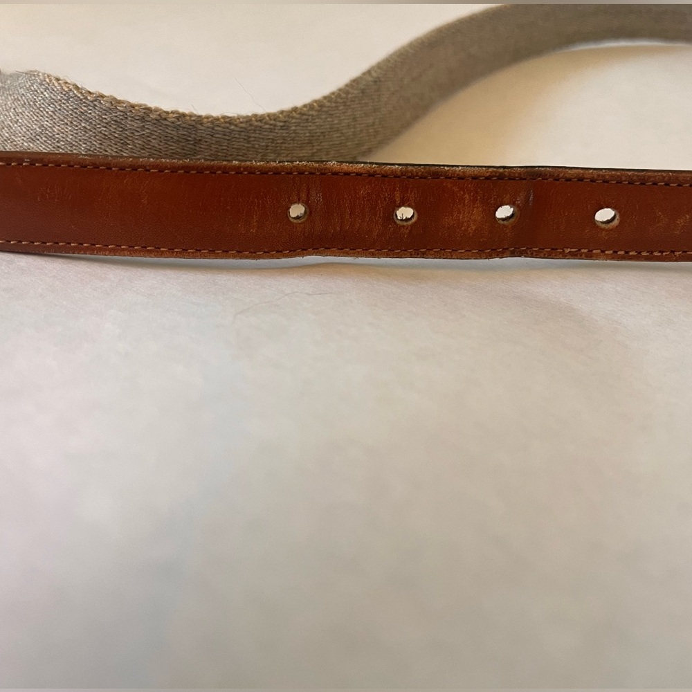 Coach Womens Wool and Leather Belt . Tan and Brown. Size: 28 inches. - Picture 4 of 4